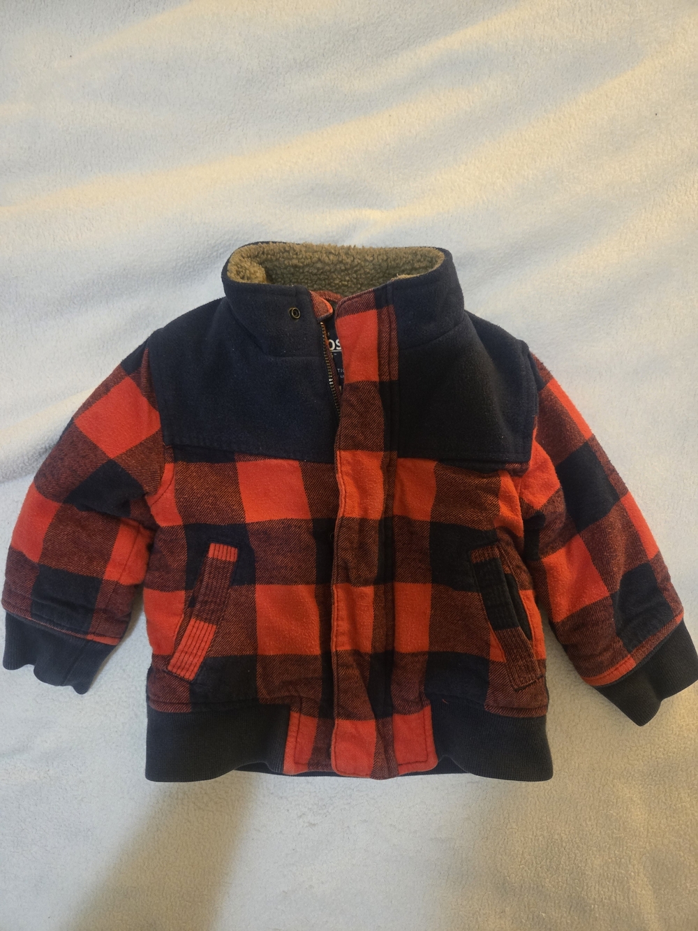 OshKosh B'gosh Red and Black Buffalo Plaid Sherpa Jacket